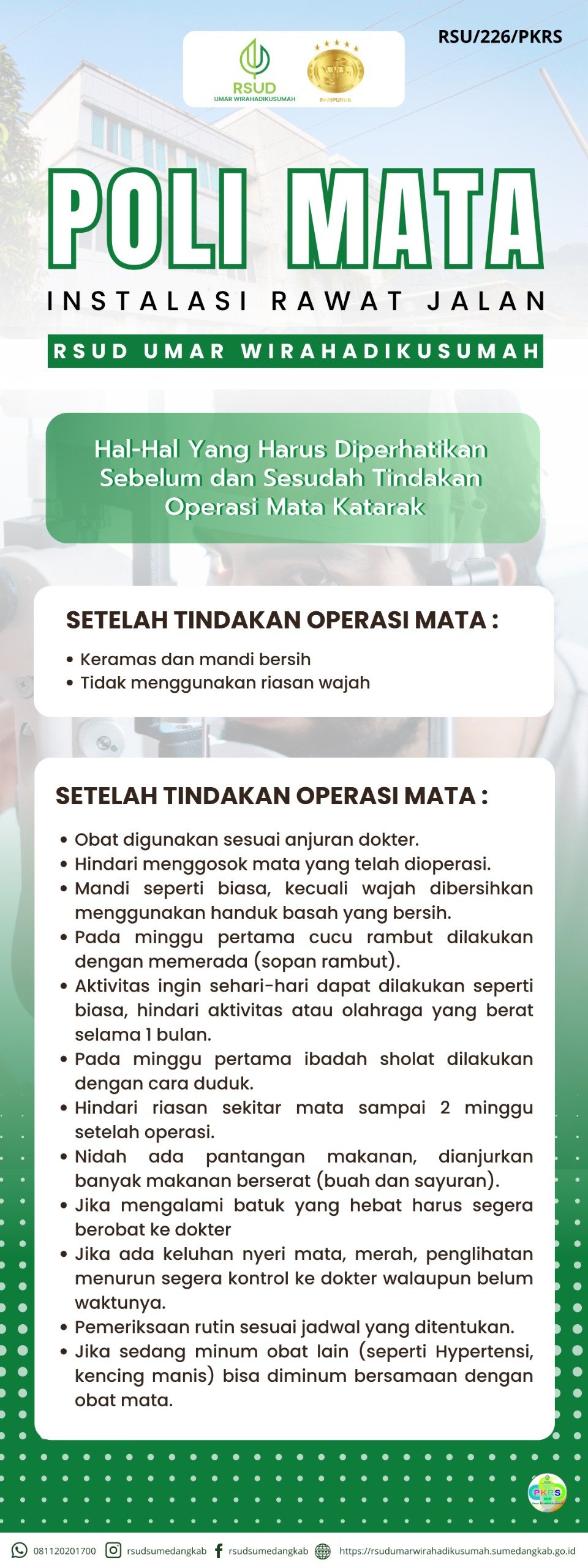 Hal yang perlu diperhatikan Sebelum dan Sesudah Operasi Katak
